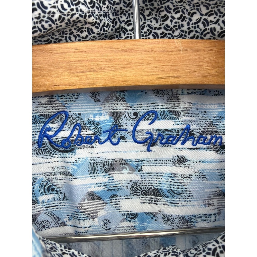 Robert Graham Eldert Classic Fit Abstract Stripe Stretch Shirt Blue Multi S NEW - Picture 11 of 13